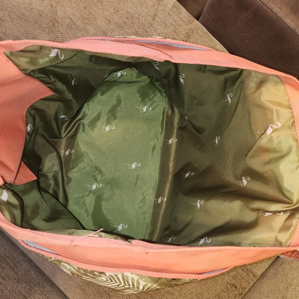 Ron Jon Coral and Green Leaf Beach Bag